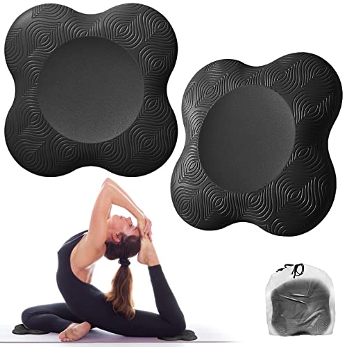 Bigmeda 2Pedazo Almohadilla Rodillera Yoga,Esterilla Yoga Antideslizante,Rodillera de Yoga para Mujer,Yoga Mat Protectora Rodilla, el Tobillo, el Codo y la Mano (Negro)