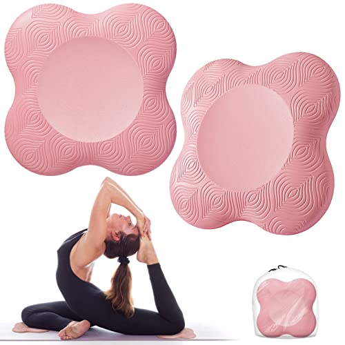 Bigmeda 2Pedazo Almohadilla Rodillera Yoga,Esterilla Yoga Antideslizante,Rodillera de Yoga para Mujer,Yoga Mat Protectora Rodilla, el Tobillo, el Codo y la Mano (Rosa claro)