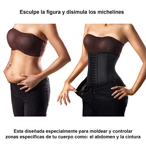 Bingrong Faja Corset Cintura Reductora Mujer Waist Trainer Corset Faja Cintura Entrenador Corset Faja Reductora Corsés para Mujer Cintura Reductora Transpirable (Negro, Medium)