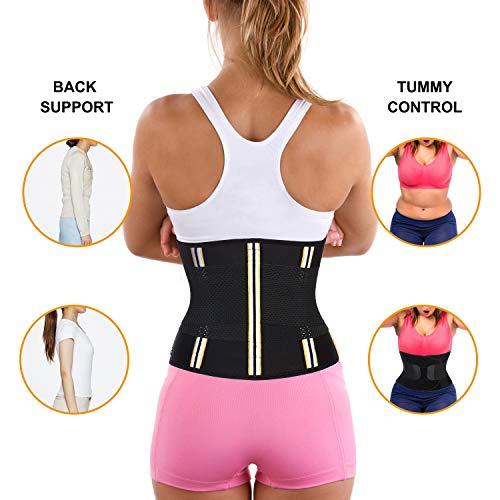 Bingrong Fajas Deportivas Neopreno Faja Lumbar Entrenador De Sudoración Y Compresión para Mujer Faja Cinturón Lumbar Abdominal Doble Adjustable para Hacer Ejercicio