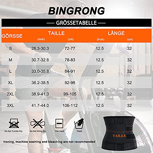 Bingrong Fajas Reductoras Abdomen de Sudoración para Hombre Efecto Sauna Faja Moldeadora Ajustable Neopreno Cinturón Lumbar Reductor para Gimnasio Fitness Deporte (XL, Negro)