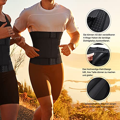 Bingrong Fajas Reductoras Abdomen de Sudoración para Hombre Efecto Sauna Faja Moldeadora Ajustable Neopreno Cinturón Lumbar Reductor para Gimnasio Fitness Deporte (XL, Negro)