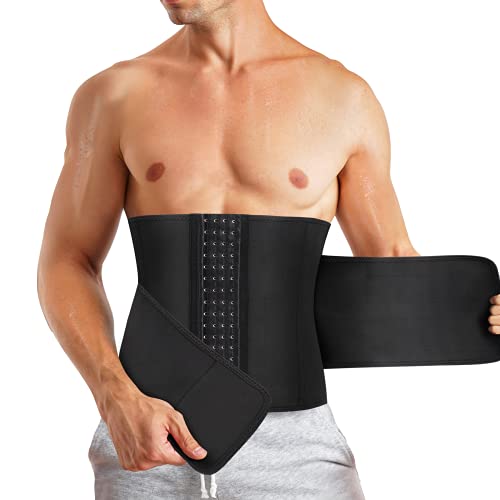 Bingrong Fajas Reductoras Abdomen de Sudoración para Hombre Efecto Sauna Faja Moldeadora Ajustable Neopreno Cinturón Lumbar Reductor para Gimnasio Fitness Deporte (XL, Negro)