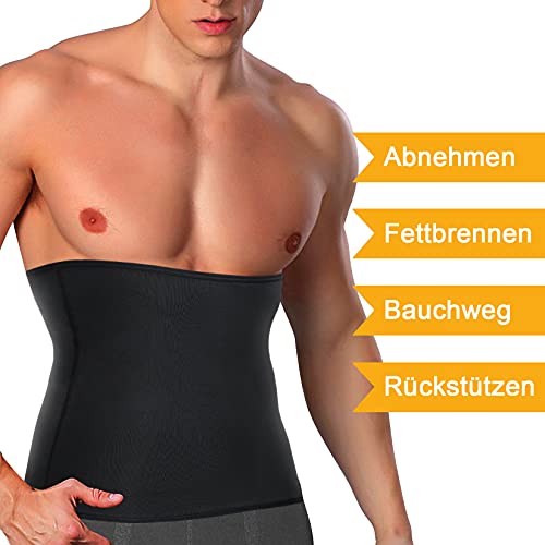 Bingrong Fajas Reductoras Abdomen Hombre Efecto Sauna Fitness Neopreno Gimnasio Fajas Deportivas Lumbar Hombre Waist Trainer de Sudoración (XXL, Negro)