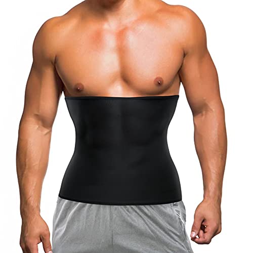 Bingrong Fajas Reductoras Abdomen Hombre Efecto Sauna Fitness Neopreno Gimnasio Fajas Deportivas Lumbar Hombre Waist Trainer de Sudoración (XXL, Negro)