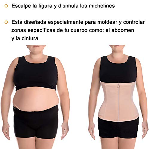 Bingrong Fitness Faja Cintura Entrenador con Cremallera Faja Corset Fajas Reductoras Mujer Fajas Deporte Mallas Neopreno Waist Trainer Abdomen Faja Lumbar Moldeadora Bustier (Beige, Medium)