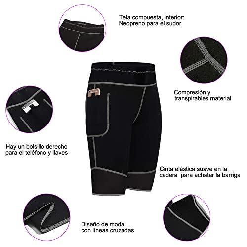 Bingrong Pantalones para Mujer Pantalón de Sudoración Pantalones Cortos de Neopreno térmicos para Ejercicio para Pérdida de Peso Deportivo (Negro, Small)