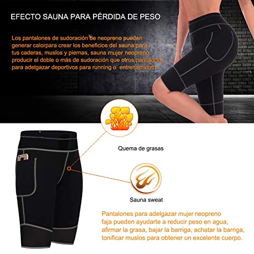 Bingrong Pantalones para Mujer Pantalón de Sudoración Pantalones Cortos de Neopreno térmicos para Ejercicio para Pérdida de Peso Deportivo (Negro, Small)