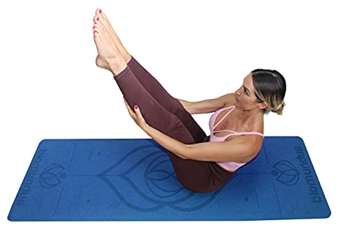 biomundus Esterilla Yoga Mat Antideslizante Esterilla Deporte en Casa Colchoneta Gimnasia Material Ecologico TPE Grado A Mat Yoga Esterilla Línea de Posición Correa y Bolsa 183x61x06 Esterilla Fitness