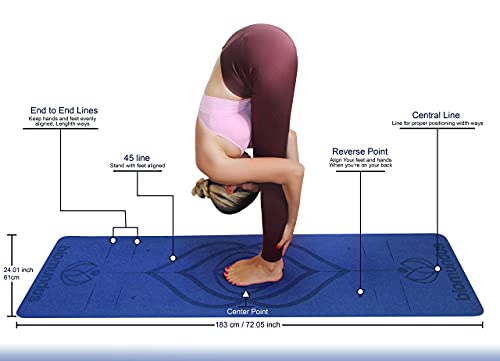 biomundus Esterilla Yoga Mat Antideslizante Esterilla Deporte en Casa Colchoneta Gimnasia Material Ecologico TPE Grado A Mat Yoga Esterilla Línea de Posición Correa y Bolsa 183x61x06 Esterilla Fitness