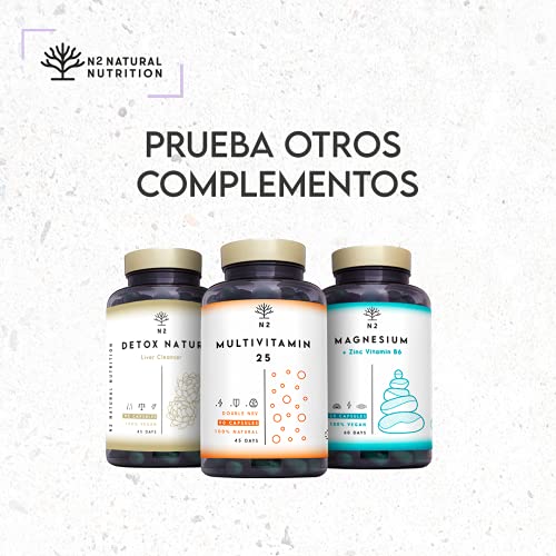 Biotina Zinc Selenio. Vitaminas Cabello Piel Uñas Potente Suplemento Crecimiento y Fortalecimiento de Pelo, Uñas, Barba y Cuidado de la Piel. Vegano 90 Cápsulas Alta Concentración N2 Natural Nutrition