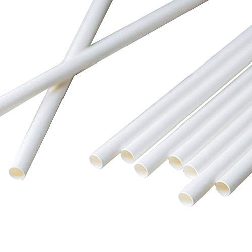 BIOZOYG Pajitas de Papel Jumbo 23cm Paja 8mm Ø I pajitas biodegradables I pajitas Blancas respetuosas con el Medio Ambiente I pajitas de Fiesta para Batidos I pajitas de Papel 150 Piezas