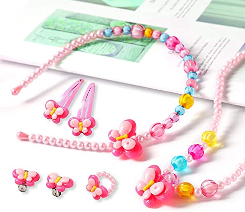 BIQIQI Niña Joyas Conjunto Monederos de Peluche Bolso Bandolera para Niñas con Collar Pulsera Anillo y Aretes Mi Primer Bolso para Vestir a Niñas Pequeñas y Juegos de rol Regalo