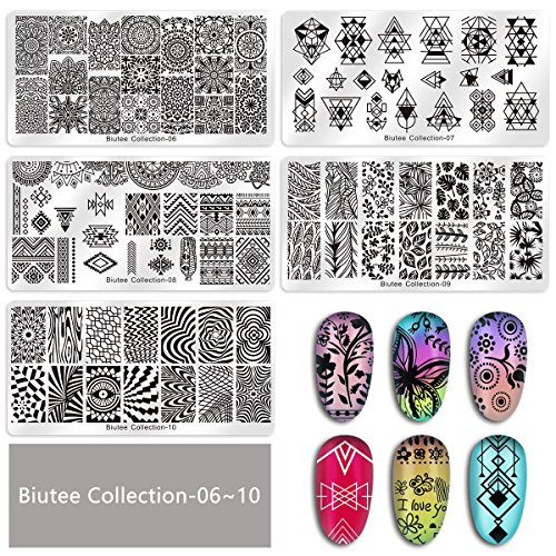 Biutee Placas Estampacion Uñas 15pcs Stamping Nail Arte Kit Estampacion Uñas de Acero Inoxidable