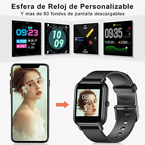 Blackview R3 Smartwatch, Reloj Inteligente Hombre - Oxímetro de Pulso (SpO2) | Esfera de Reloj de DIY | Pulsera Actividad Inteligente Caloría | Smartwatch Mujer para Android e iOS (Versión Mejorada)