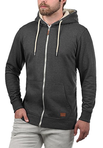 BLEND Hulker Teddy Chaqueta Sudadera Jersey con Cremallera Y Forro De Peluche para Hombre con Capucha con Forro Suave De Peluche, tamaño:S, Color:Charcoal Mix Teddy (75124)