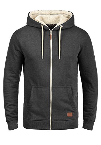 BLEND Hulker Teddy Chaqueta Sudadera Jersey con Cremallera Y Forro De Peluche para Hombre con Capucha con Forro Suave De Peluche, tamaño:S, Color:Charcoal Mix Teddy (75124)