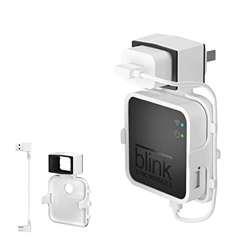 Blink Sync Module 2 Soporte de Montaje en Pared BECEMURU ABS Soporte de Pared Ruteador de protección con Cable de Carga para el módulo de Seguridad para el hogar Blink Sync 2 (Blanco, 1 Paquete)