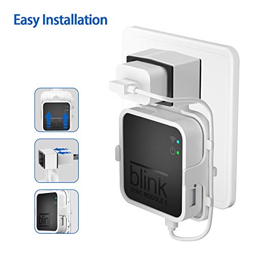 Blink Sync Module 2 Soporte de Montaje en Pared BECEMURU ABS Soporte de Pared Ruteador de protección con Cable de Carga para el módulo de Seguridad para el hogar Blink Sync 2 (Blanco, 1 Paquete)