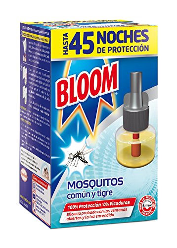 Bloom Eléctrico Líquido Recambio (pack de 4 recambios), insecticida eléctrico para mosquitos común y tigre, antimosquitos eléctrico con fórmula concentrada sin perfume