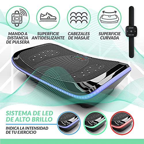 Bluefin Plataforma Vibratoria de Fitness con Triple Motor 4D | Masaje de Terapia Magnética I Altavoces Bluetooth 4.0 (Negro)