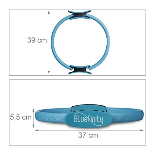 Bluefinity Aro Pilates, Anillo Ejercicio, Yoga, Resistencia, Deporte, Fitness, Plástico Reforzado, 1 Ud, 39 cm, Turquesa