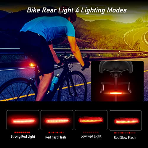 Blukar Luz Bicicleta LED, Super Brillante Luz Delantera Bicicleta Recargable USB, Impermeable Luces Bicicleta Delanteras y Traseras, Luces Seguridad Noche para Ciclismo