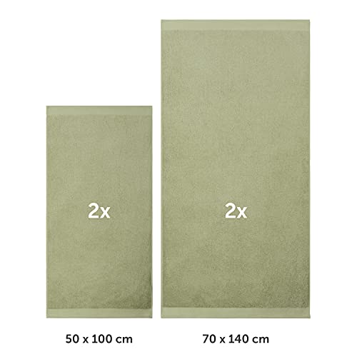 Blumtal Juego de 2 Toallas de Baño (70x140cm) + 2 Toallas de Manos (50x100cm) - Juego de Toallas Suaves y Absorebentes, 100% algodón, Certificado Oeko-Tex 100, Verde Claro