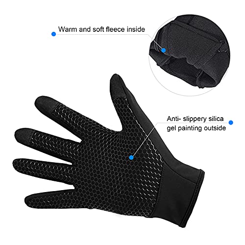 BNGXR Guantes Invierno, Hombre Mujer Guantes de Pantalla Táctil, Guantes de Calientes a Prueba del Viento para Moto Ciclismo Senderismo Running Bici Gym para Smartphone Guantes (M)