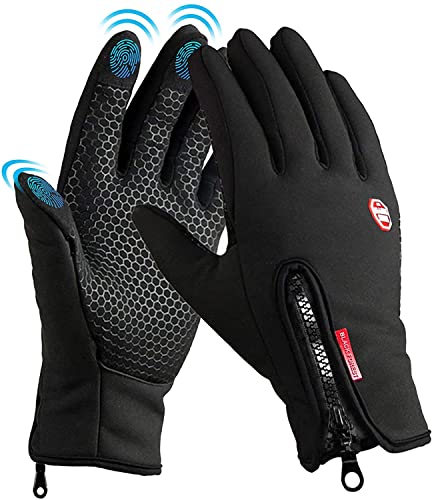 BNGXR Guantes Invierno, Hombre Mujer Guantes de Pantalla Táctil, Guantes de Calientes a Prueba del Viento para Moto Ciclismo Senderismo Running Bici Gym para Smartphone Guantes (M)