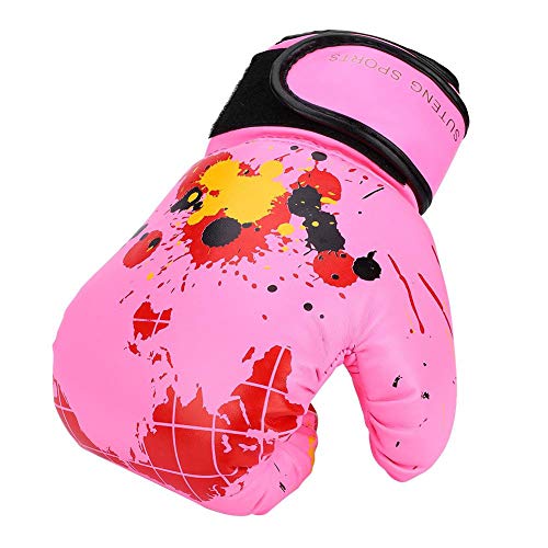 Bnineteenteam Guantes de Boxeo para niños, Dibujos Animados para niños, PU, Cuero, Guantes de Boxeo, Principiantes, Entrenamiento con Guantes, Guantes, de 2 a 11 años de Edad. (Rosado)