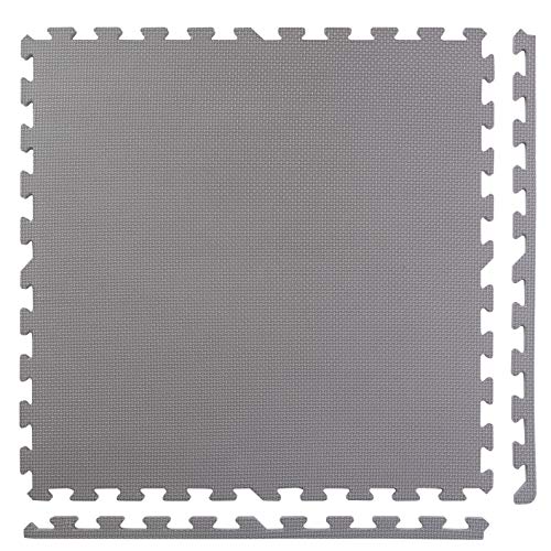 BodenMax Esterilla puzzle de espuma EVA para suelos de gimnasio | Colchoneta de goma para ejercicio yoga tatami gym piscina | Alfombra protectora para cintas de correr | Color Gris | 12 piezas