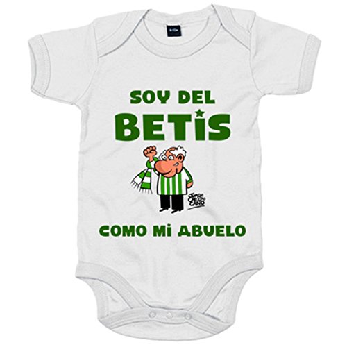 Body bebé frase soy del betis como mi abuelo ilustrado por Jorge Crespo Cano - Blanco, Talla única 12 meses