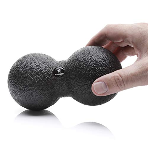 BODYMATE Bola de Masaje Doble Negra Duo, Pelota de Masaje para el Entrenamiento miofascial, diámetro 8 cm, Longitud 16 cm