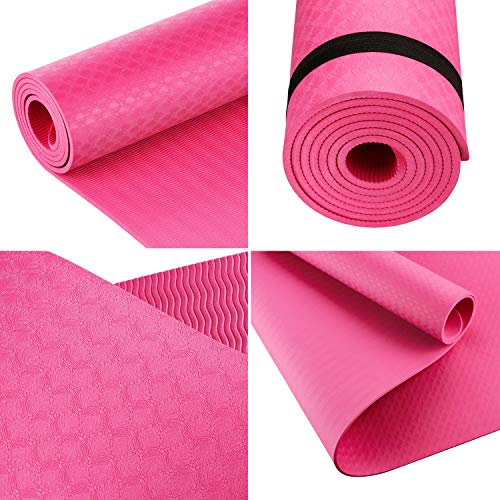 BODYMATE Esterilla de Yoga Premium de TPE | Tamaño 183x61 cm | Grosor 6 mm | Libre de ftalatos, BPA y Metales Pesados | Esterilla para Fitness, Yoga, Pilates, Entrenamiento Funcional