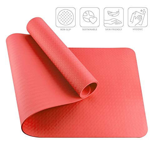 BODYMATE Esterilla de Yoga Premium de TPE | Tamaño 183x61 cm | Grosor 6 mm | Libre de ftalatos, BPA y Metales Pesados | Esterilla para Fitness, Yoga, Pilates, Entrenamiento Funcional