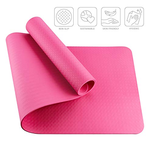 BODYMATE Esterilla de Yoga Premium de TPE | Tamaño 183x61 cm | Grosor 6 mm | Libre de ftalatos, BPA y Metales Pesados | Esterilla para Fitness, Yoga, Pilates, Entrenamiento Funcional