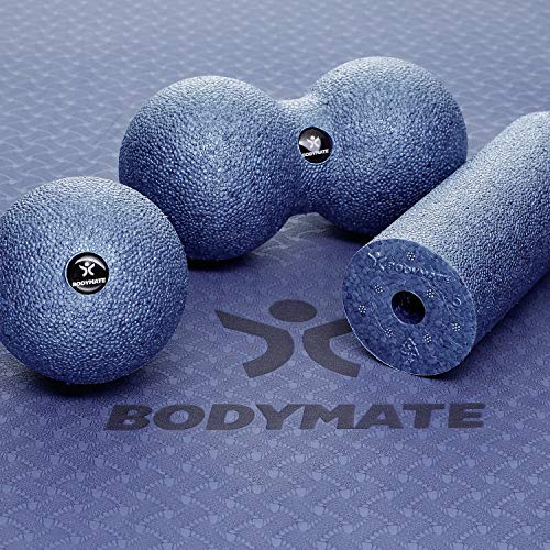 BODYMATE Set con Rodillo miofascial Mini 15 cm Largo x 6 cm diámetro, Bola 8 cm diámetro y Bola Doble 8 cm diámetro