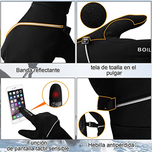 boildeg Guantes Ciclismo MTB Transpirables y con Pantalla táctil para Hombres/Mujeres (Black, L)