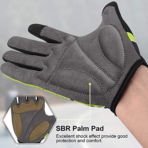 boildeg Guantes de Ciclismo,Guantes MTB,Antideslizante Pantalla Táctil,Tela Transpirable,Adecuado para Ciclismo de Montaña,Todo el Vehículo de Terreno,Bicicleta de Montaña (Verde, L)