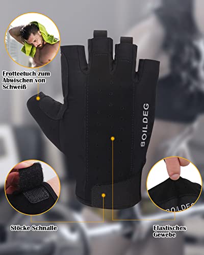 boildeg Guantes Gimnasio Hombre Mujer,Guantes Pesas Gym Guantes Fitness Transpirable con Protección Completa de Muñeca y Palma para Crossfit Levantamiento de Pesas Musculación (Sin muñequera, S)