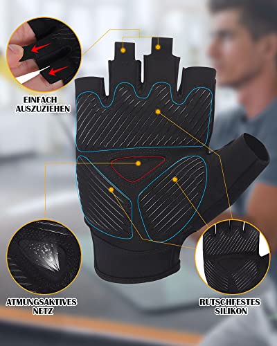 boildeg Guantes Gimnasio Hombre Mujer,Guantes Pesas Gym Guantes Fitness Transpirable con Protección Completa de Muñeca y Palma para Crossfit Levantamiento de Pesas Musculación (Sin muñequera, S)