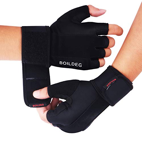 boildeg Guantes Gimnasio Hombre Mujer,Guantes Pesas Gym Guantes Fitness Transpirable con Protección Completa de Muñeca y Palma para Crossfit Levantamiento de Pesas Musculación