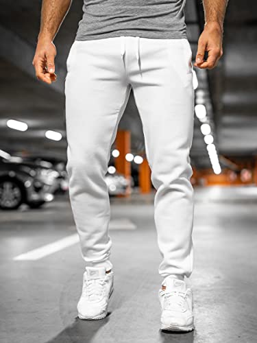 BOLF Hombre Pantalón Deportivo Pantalones De Chándal Jogger Pantalones Holgados de Deporte Running Entrenamiento Fitness Jogging Slim fit Estilo Urbano XW01 Blanco XXL [6F6]