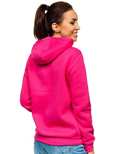 BOLF Mujer Sudadera Cerrada con Capucha Pulóver Blusa Sueter Jersey de Manga Larga Deporte Fitness Outdoor Básico Estilo Casual W02B Fucsia S [A1A]