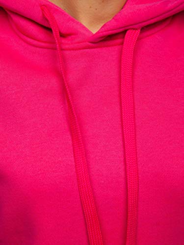 BOLF Mujer Sudadera Cerrada con Capucha Pulóver Blusa Sueter Jersey de Manga Larga Deporte Fitness Outdoor Básico Estilo Casual W02B Fucsia S [A1A]