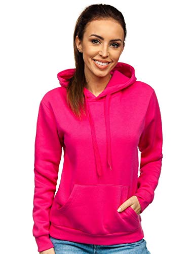 BOLF Mujer Sudadera Cerrada con Capucha Pulóver Blusa Sueter Jersey de Manga Larga Deporte Fitness Outdoor Básico Estilo Casual W02B Fucsia S [A1A]