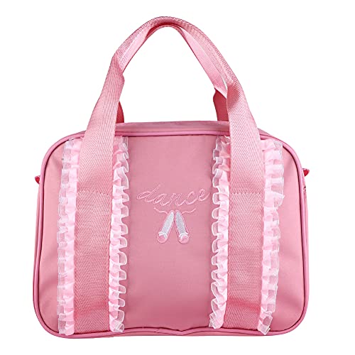 Bolsa de Baile para Niña,Bolsa de Ballet Latina Bolsa de Hombro de Baile Bolsa de Ballet Niña Bolsa de Danza Gimnasia Deportes Cremallera Bolso de Mano para Niños Infantil(30.00*15.00*22.00cm-Rosa)