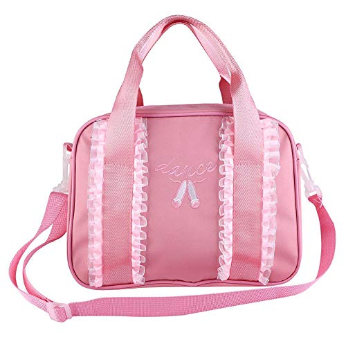 Bolsa de Baile para Niña,Bolsa de Ballet Latina Bolsa de Hombro de Baile Bolsa de Ballet Niña Bolsa de Danza Gimnasia Deportes Cremallera Bolso de Mano para Niños Infantil(30.00*15.00*22.00cm-Rosa)