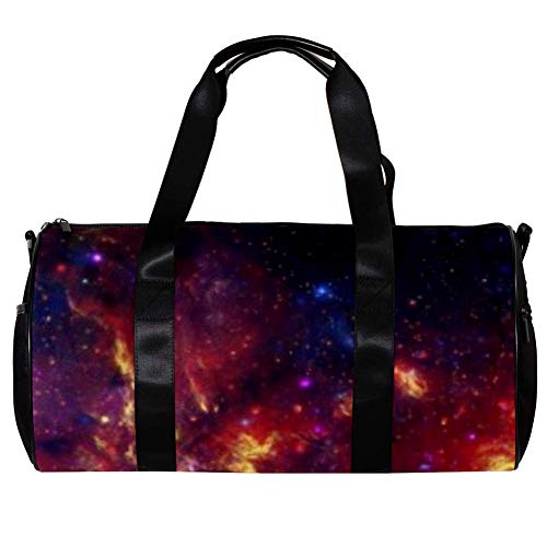 Bolsa de Deporte con diseño de Estrellas de Nebulosa Morada, Resistente al Agua, Bolsa de Gimnasio, Viajes, Bolsa de Fin de Semana, 17.7 x 9 x 9 Pulgadas